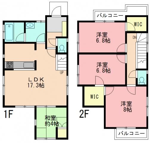 Floor plan. 34,800,000 yen, 4LDK, Land area 100.1 sq m , Building area 97.42 sq m