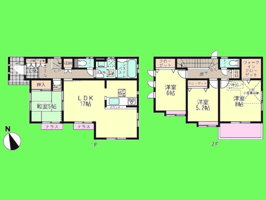 Floor plan. (4 Building), Price 26.5 million yen, 4LDK, Land area 132.3 sq m , Building area 102.68 sq m