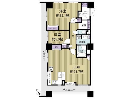 Floor plan. 2LDK, Price 52,800,000 yen, Occupied area 85.22 sq m , Balcony area 28.03 sq m
