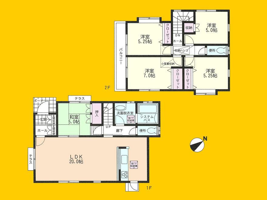 Floor plan. 33,500,000 yen, 5LDK, Land area 138.12 sq m , Building area 107.64 sq m