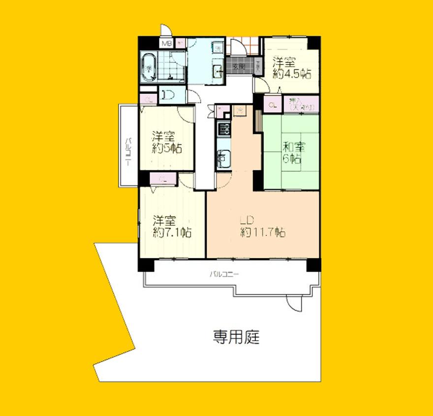 Floor plan. 4LDK, Price 23.8 million yen, Occupied area 88.31 sq m , Balcony area 14.89 sq m