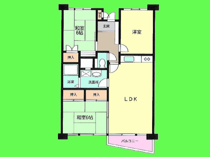 Floor plan. 3LDK, Price 21 million yen, Occupied area 75.07 sq m , Balcony area 4.97 sq m