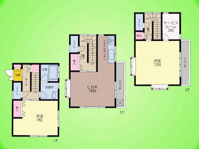 Floor plan. 22,300,000 yen, 2LDK + S (storeroom), Land area 84.97 sq m , Building area 99.36 sq m bedrooms 9 Pledge + main bedroom has been relaxed to take the 12 Pledge ☆ 