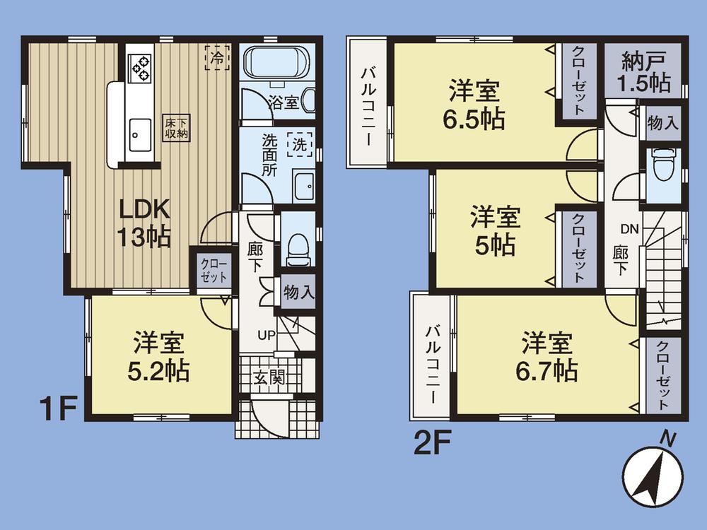 Floor plan. (1 Building), Price 40,800,000 yen, 4LDK+S, Land area 90.01 sq m , Building area 89.09 sq m