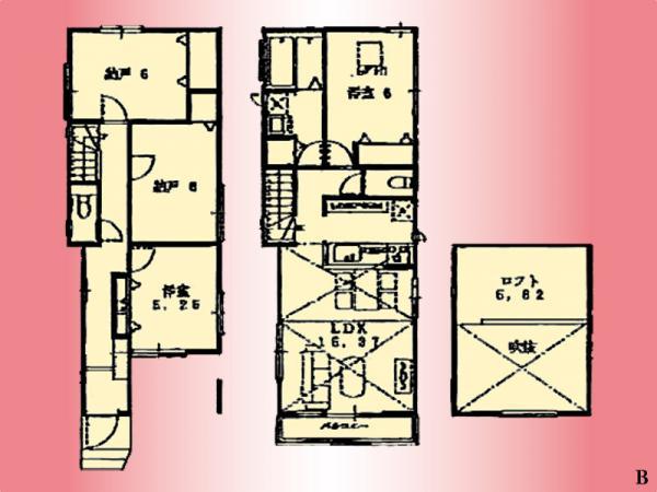 Floor plan. 35,500,000 yen, 2LDK+2S, Land area 82.52 sq m , Building area 98.94 sq m