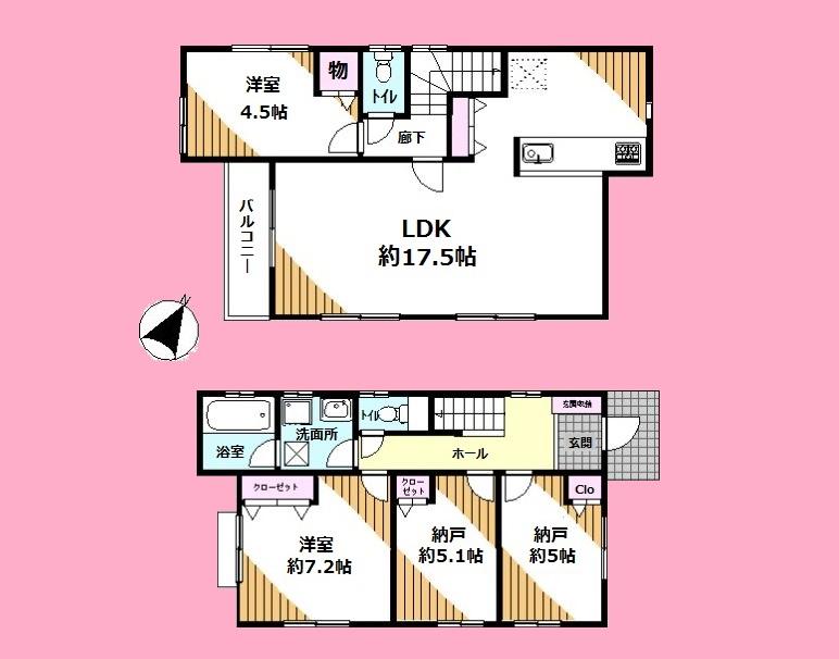 Floor plan. (3 Building), Price 39,800,000 yen, 4LDK, Land area 119.57 sq m , Building area 92.53 sq m