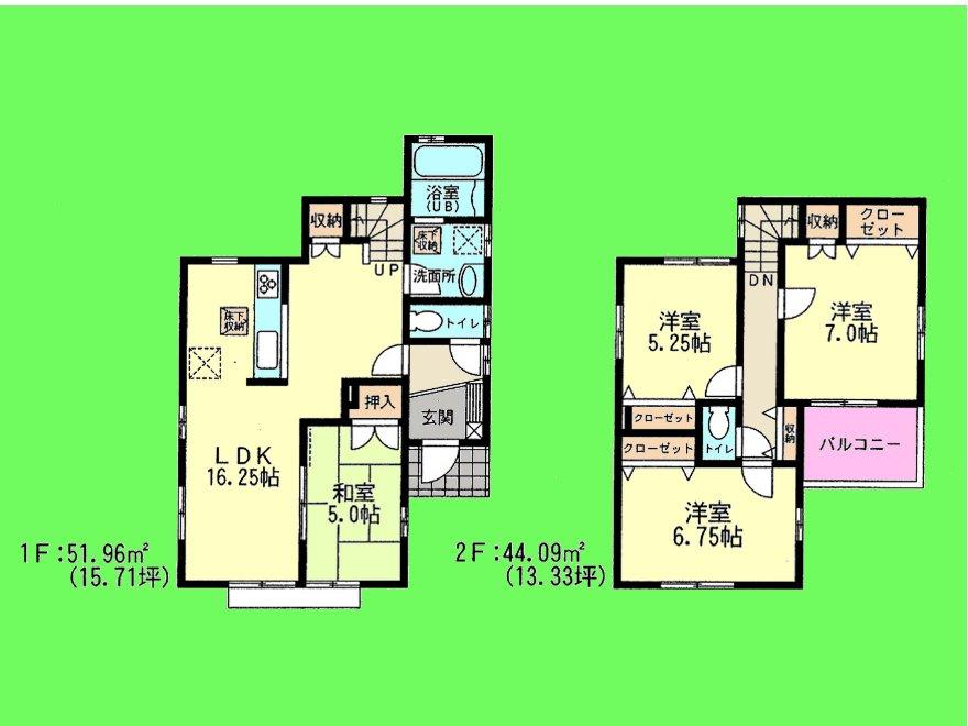 Floor plan. (4 Building), Price 39,300,000 yen, 4LDK, Land area 104.73 sq m , Building area 96.05 sq m