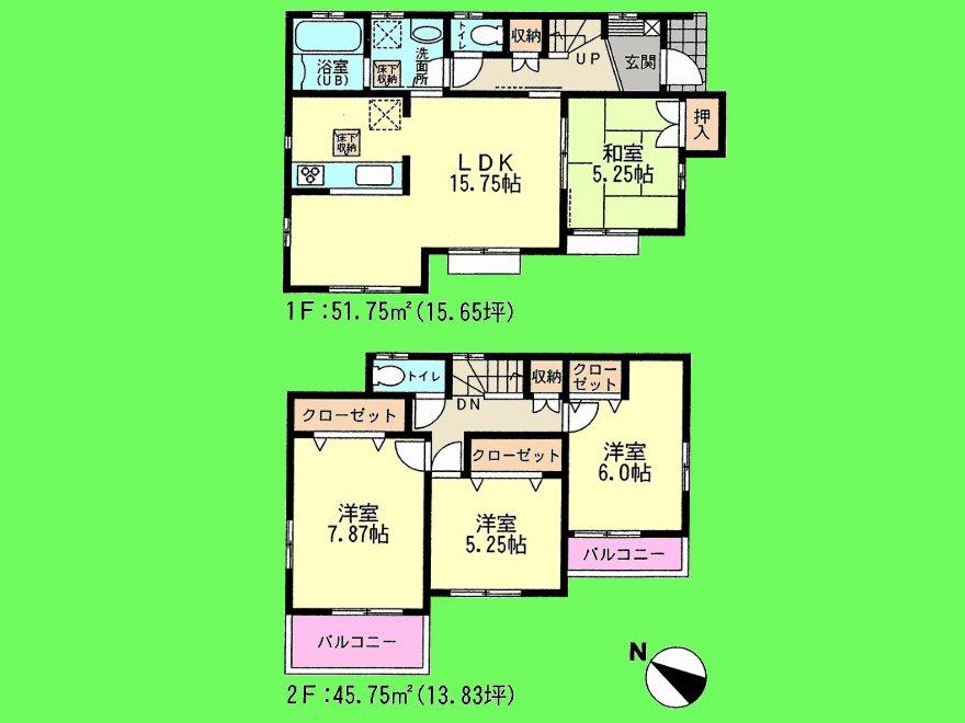 Floor plan. (7 Building), Price 38,800,000 yen, 4LDK, Land area 104.61 sq m , Building area 97.5 sq m