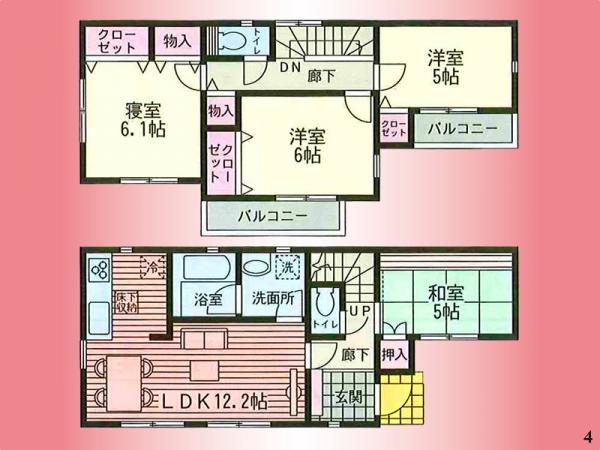 Floor plan. 18.3 million yen, 4LDK, Land area 110.45 sq m , Building area 85.24 sq m