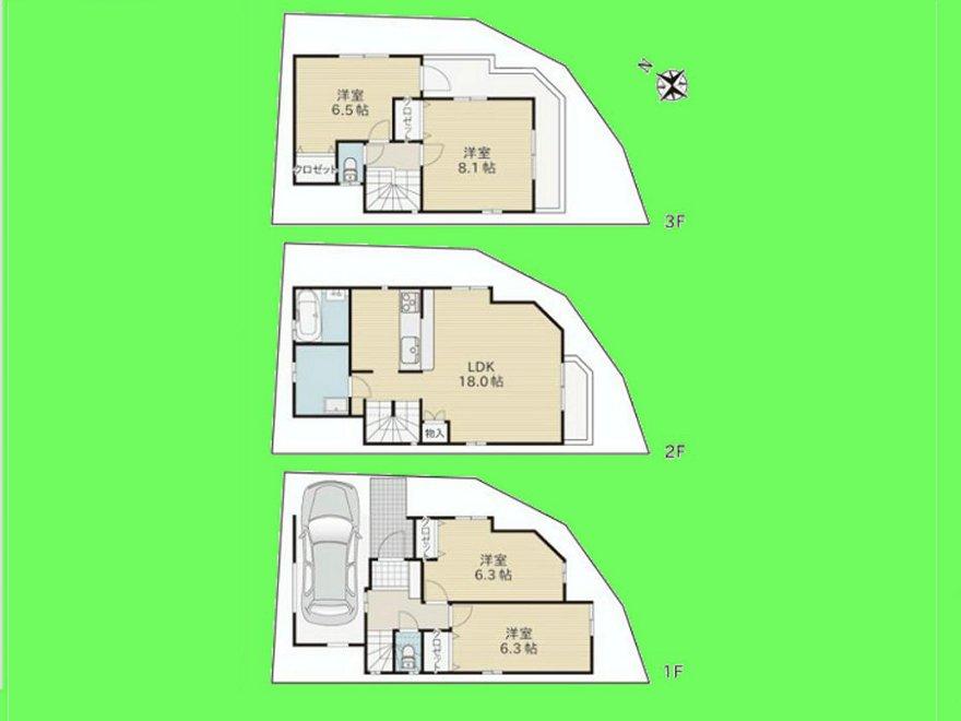 Floor plan. (B Building), Price 40,800,000 yen, 4LDK, Land area 68.14 sq m , Building area 111.36 sq m