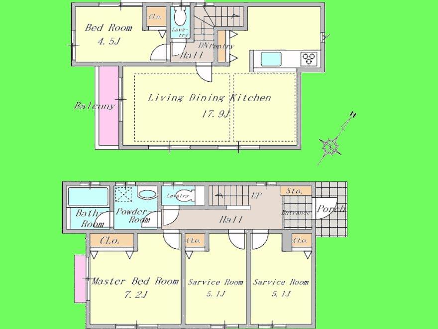Floor plan. (3 Building), Price 39,800,000 yen, 4LDK, Land area 119.57 sq m , Building area 92.53 sq m