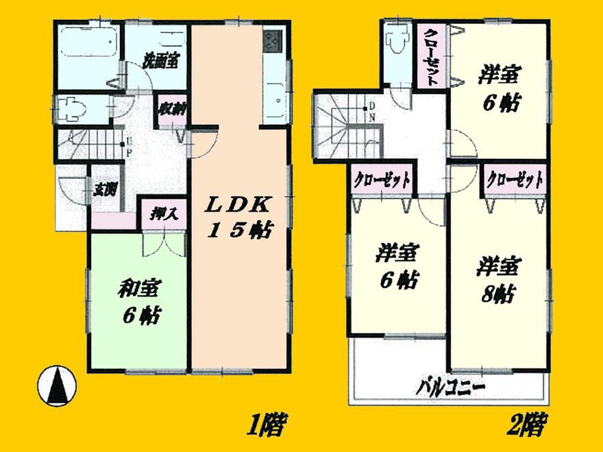 Floor plan. 35,800,000 yen, 4LDK, Land area 100.07 sq m , Building area 100.19 sq m
