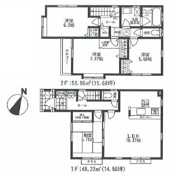 Floor plan. 34,500,000 yen, 4LDK, Land area 109.31 sq m , Building area 100.19 sq m