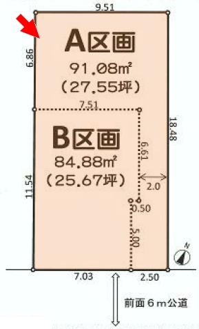 Compartment figure. Land price 14 million yen, Land area 91.08 sq m
