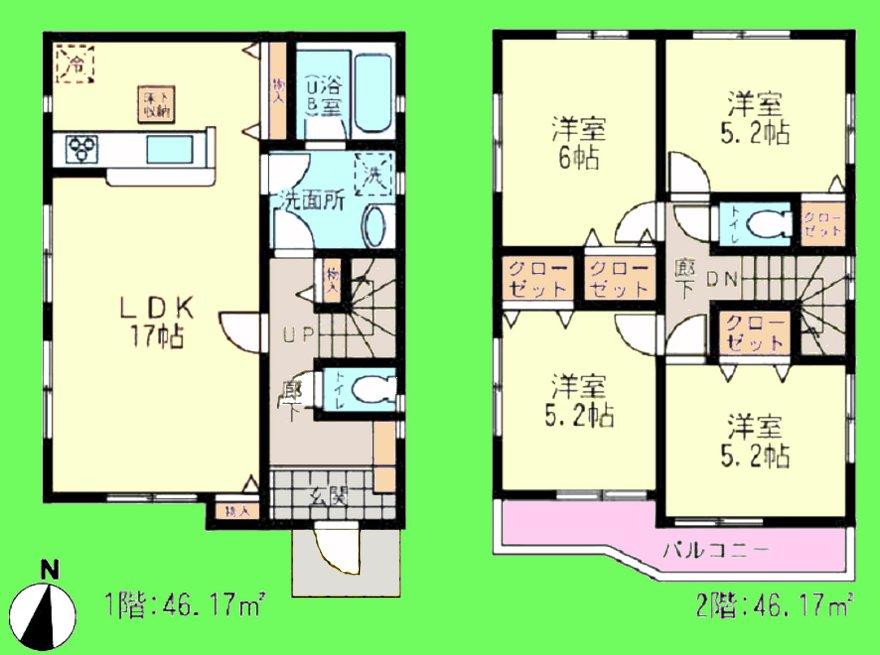 Floor plan. (5 Building), Price 24,800,000 yen, 4LDK, Land area 148.56 sq m , Building area 92.34 sq m