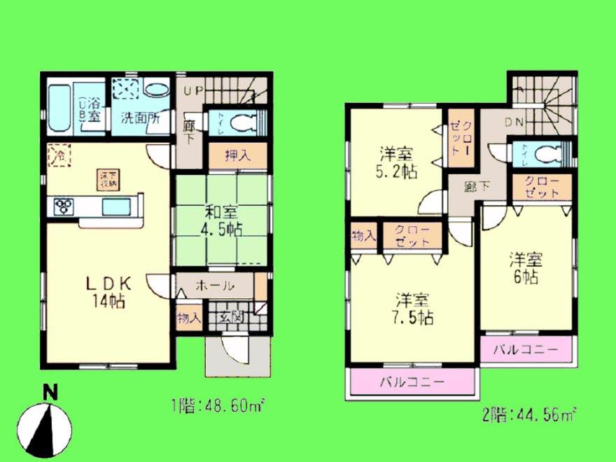 Floor plan. (4 Building), Price 25,800,000 yen, 4LDK, Land area 125.05 sq m , Building area 93.16 sq m