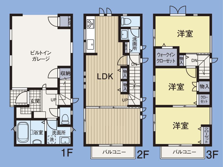 Floor plan. 37,900,000 yen, 3LDK, Land area 59.84 sq m , There is a building area of 106.53 sq m built-in garage to protect the car from the rain