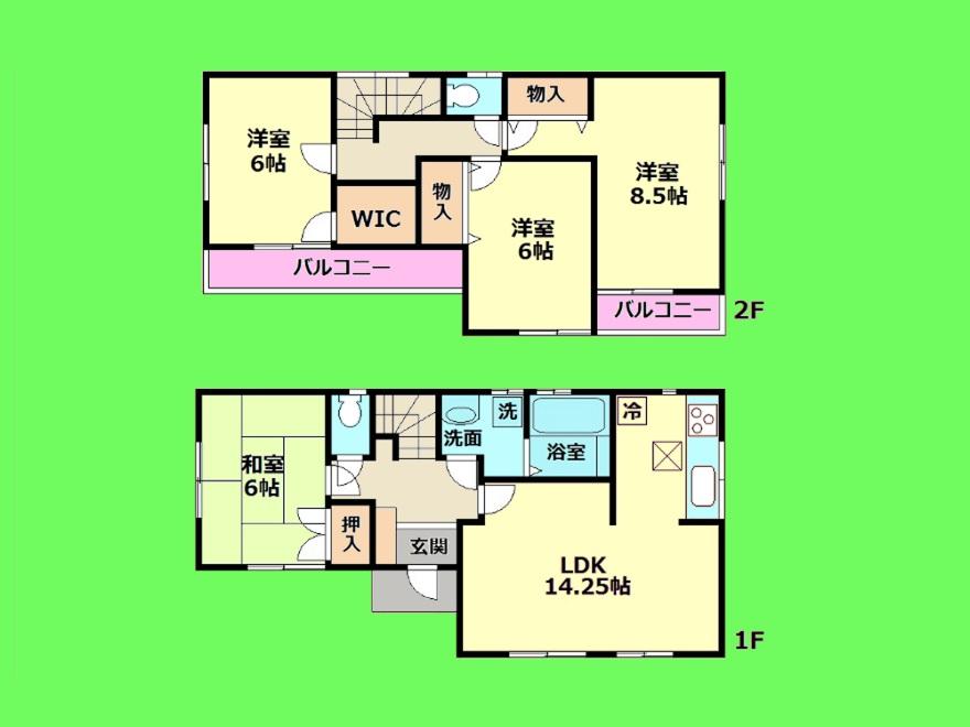 Floor plan. (1 Building), Price 41,800,000 yen, 4LDK, Land area 104.77 sq m , Building area 96.88 sq m