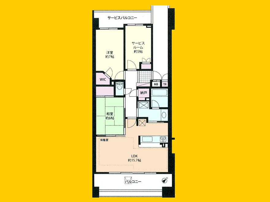 Floor plan. 2LDK + S (storeroom), Price 38,500,000 yen, Occupied area 75.43 sq m , Balcony area 21.1 sq m