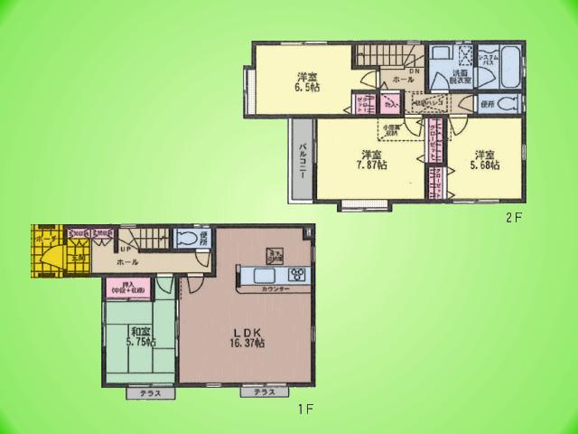 Floor plan. (1 Building), Price 34,500,000 yen, 4LDK, Land area 109.31 sq m , Building area 100.19 sq m