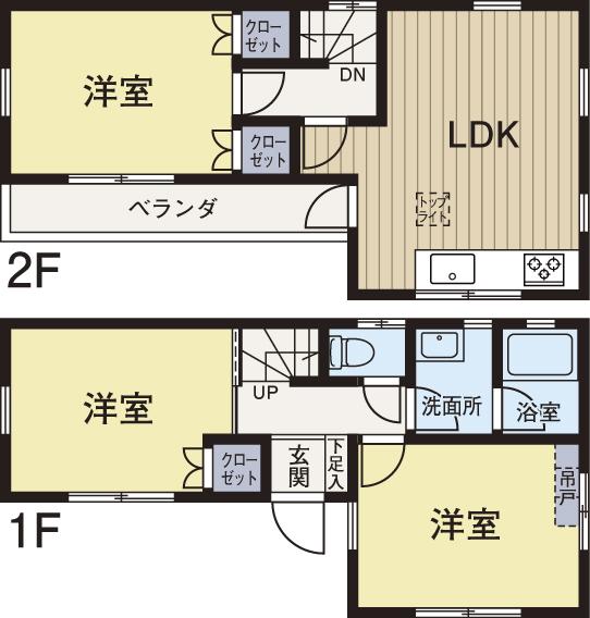 Floor plan. 21,800,000 yen, 3LDK, Land area 60.69 sq m , Building area 60.44 sq m floor plan