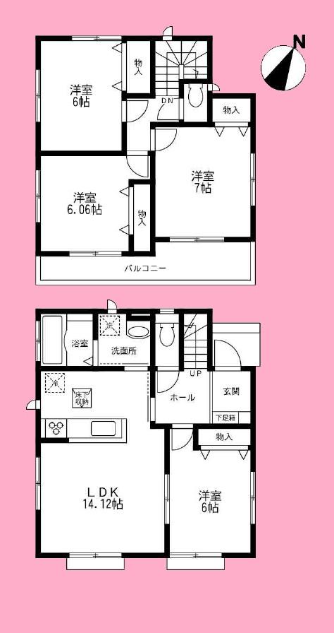 Floor plan. 39,950,000 yen, 4LDK, Land area 142.58 sq m , Building area 92.94 sq m