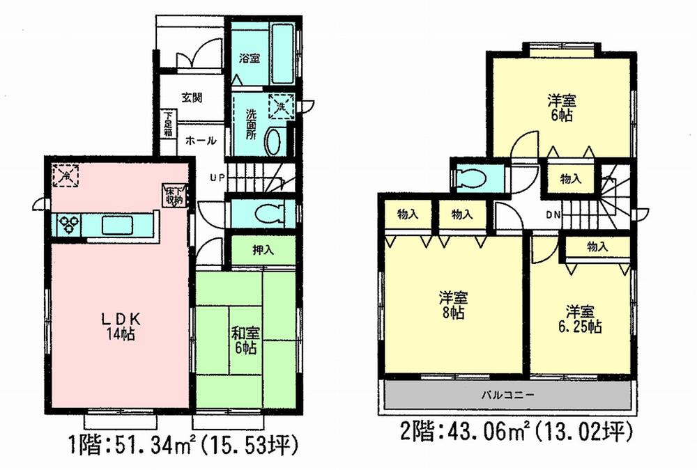 Floor plan. 37,800,000 yen, 4LDK, Land area 101.29 sq m , Building area 94.4 sq m