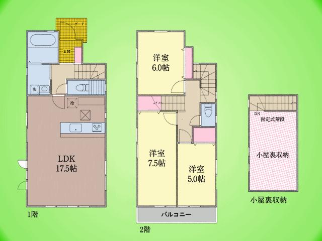 Floor plan. (A Building), Price 27.5 million yen, 3LDK, Land area 89.16 sq m , Building area 85.08 sq m