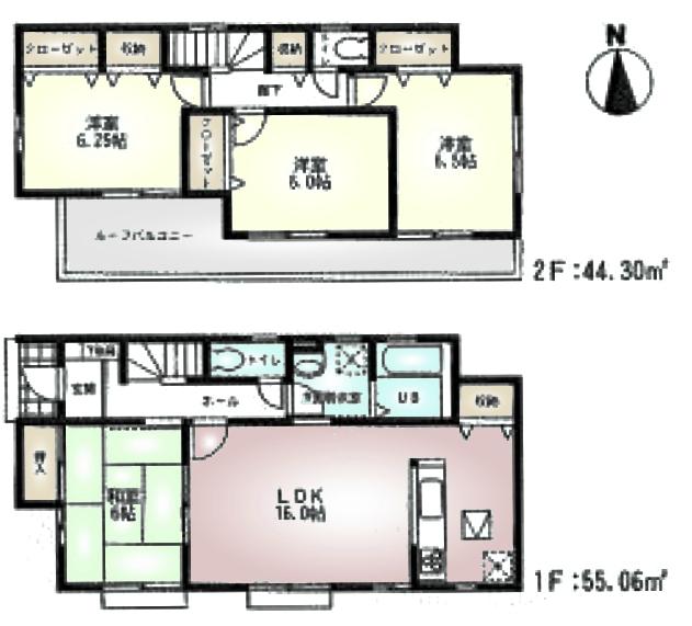 Floor plan. (1 Building), Price 29,800,000 yen, 4LDK, Land area 165.29 sq m , Building area 99.36 sq m