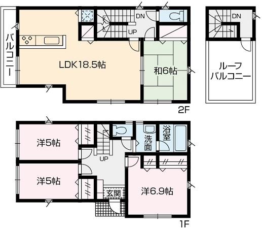 Floor plan. (C Building), Price 40,800,000 yen, 4LDK, Land area 107.38 sq m , Building area 105.98 sq m