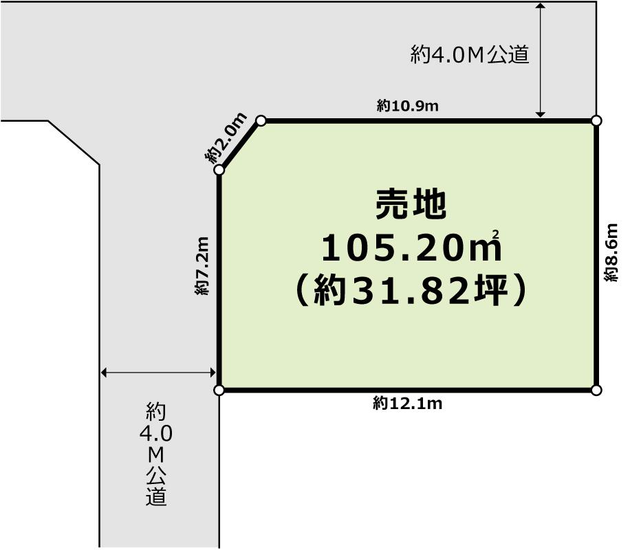 Compartment figure. Land price 19.9 million yen, Land area 105.2 sq m