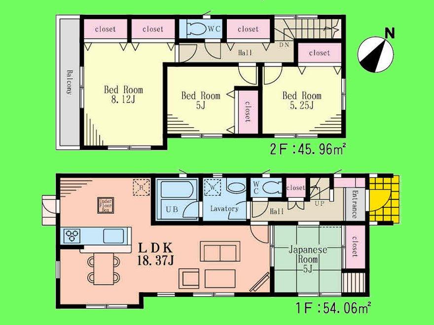 Floor plan. 40,800,000 yen, 4LDK, Land area 185.68 sq m , Building area 100.02 sq m