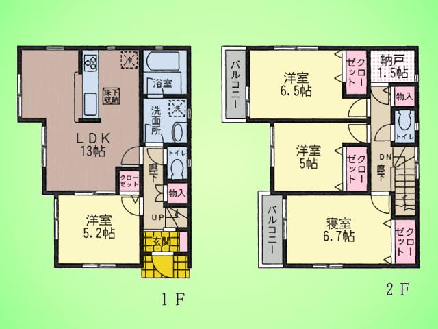 Floor plan. (1 Building), Price 40,800,000 yen, 4LDK+S, Land area 90.01 sq m , Building area 89.09 sq m
