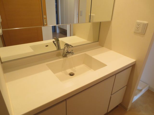 Washroom. Stylish independent wash basin. Storage capacity is different. 