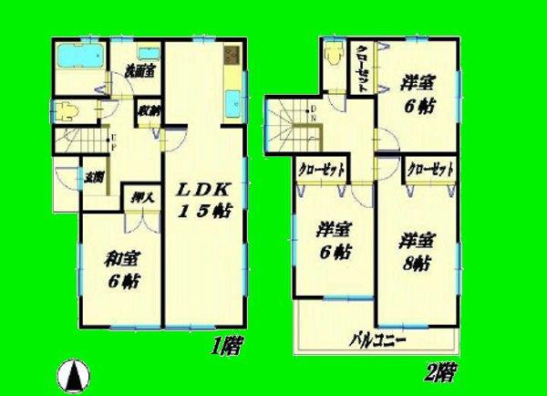 Floor plan. 33,800,000 yen, 4LDK, Land area 100.07 sq m , Building area 100.19 sq m