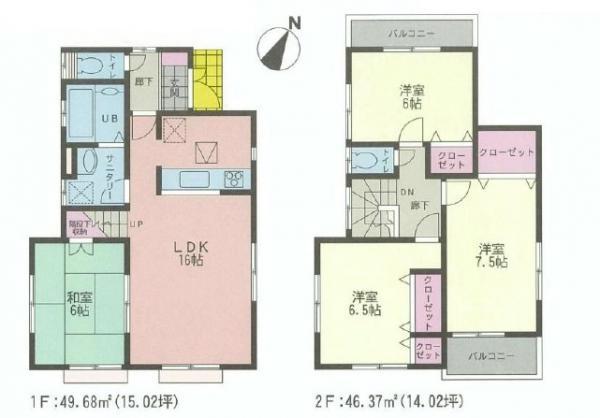 Floor plan. 34,800,000 yen, 4LDK, Land area 101.01 sq m , Building area 96.05 sq m