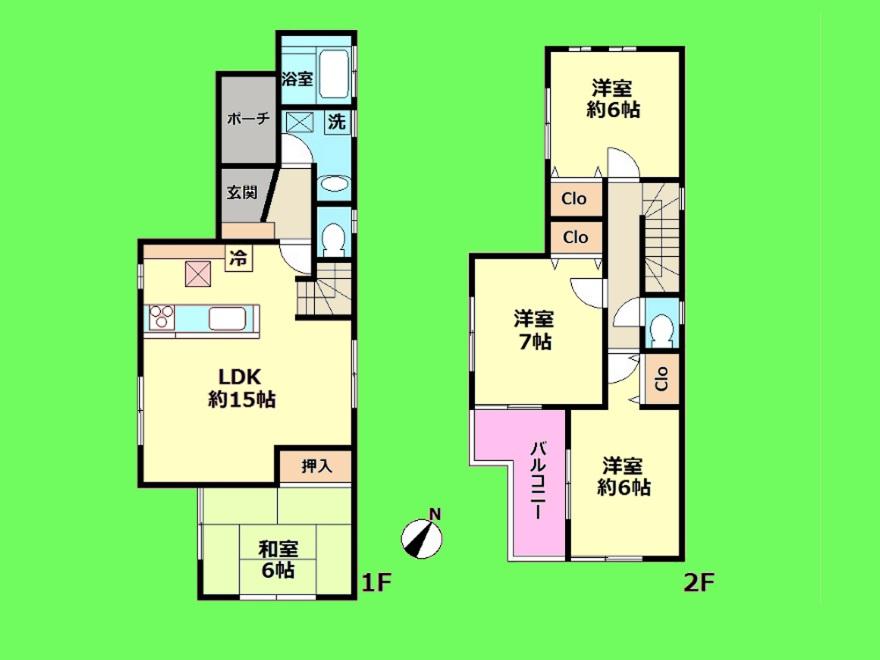 Floor plan. 41,800,000 yen, 4LDK, Land area 98.59 sq m , Building area 95.22 sq m
