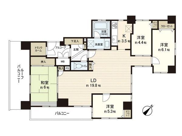 Floor plan. 4LDK, Price 39,800,000 yen, Occupied area 95.77 sq m , Balcony area 14.05 sq m Floor.