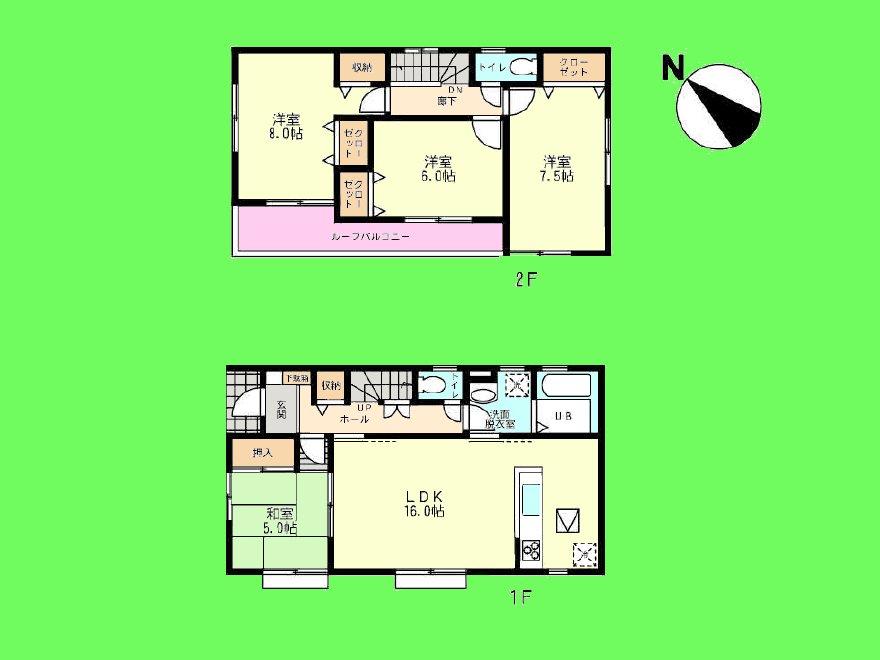 Floor plan. (1 Building), Price 29,800,000 yen, 4LDK, Land area 131.44 sq m , Building area 99.77 sq m