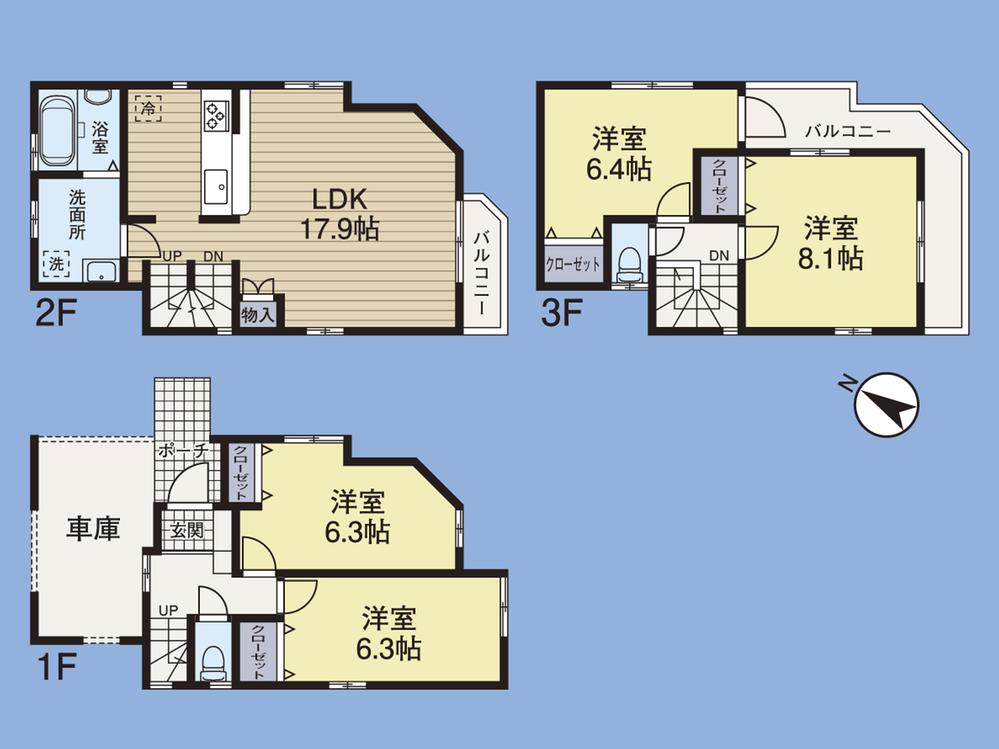 Floor plan. (B Building), Price 40,800,000 yen, 4LDK, Land area 68.14 sq m , Building area 111.36 sq m