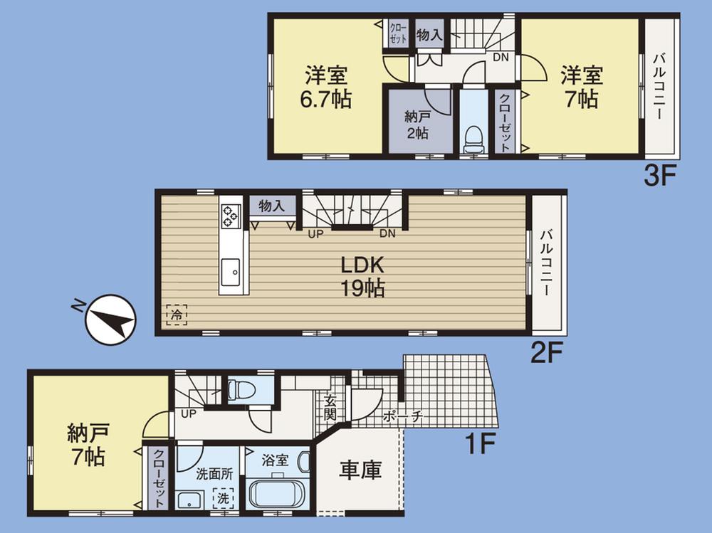 Floor plan. (C Building), Price 38,300,000 yen, 2LDK+2S, Land area 61.01 sq m , Building area 103.23 sq m