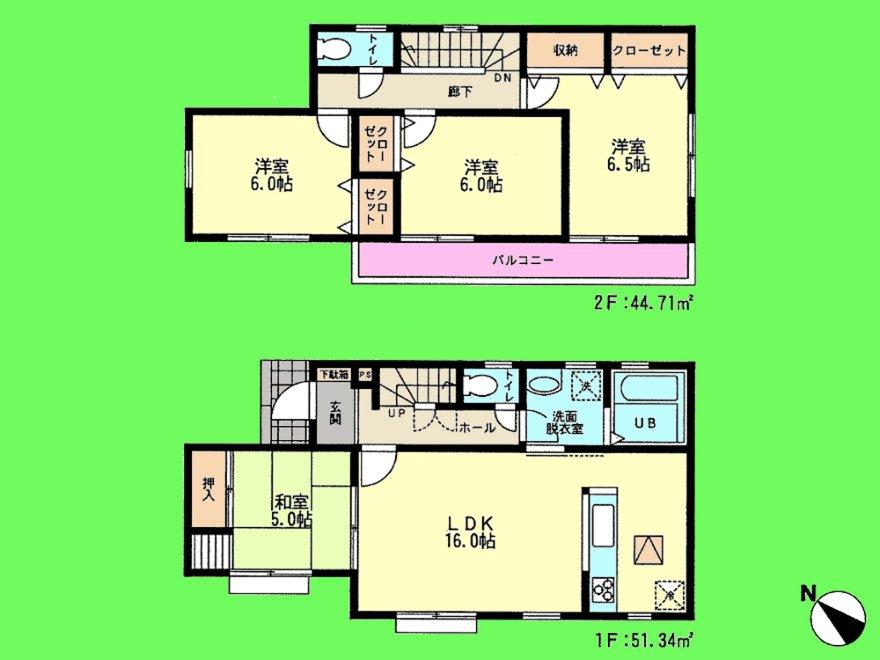 Floor plan. 29,800,000 yen, 4LDK, Land area 123.22 sq m , Building area 96.05 sq m