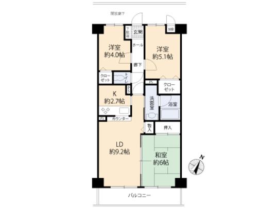 Floor plan. 3LDK, Price 19,980,000 yen, Occupied area 59.95 sq m , Balcony area 6.6 sq m floor plan