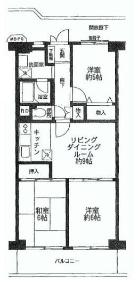Floor plan. 3LDK, Price 17.3 million yen, Footprint 61.6 sq m , Balcony area 7.84 sq m