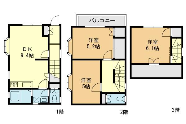 Floor plan. 15.8 million yen, 3DK, Land area 46.91 sq m , Is a floor plan of the building area 65.2 sq m 3DK. 