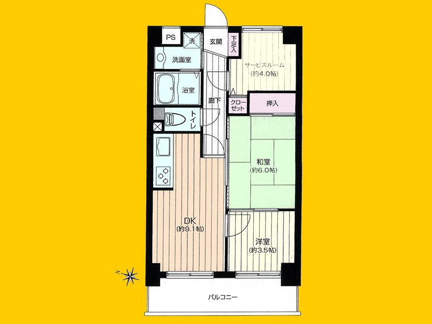 Floor plan. 2DK + S (storeroom), Price 14.8 million yen, Footprint 50.6 sq m , Balcony area 8.25 sq m