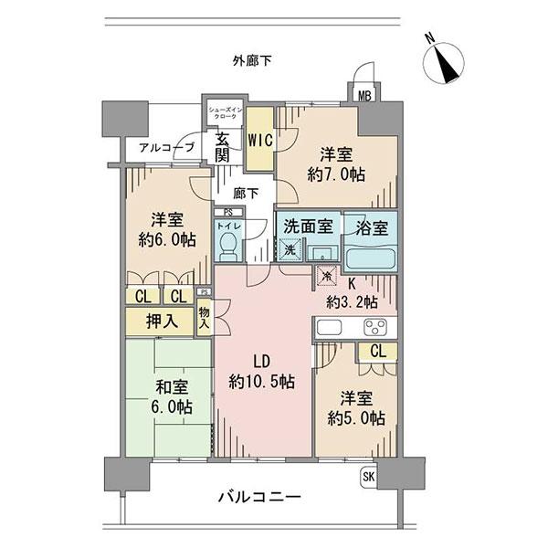 Floor plan. 4LDK, Price 31.5 million yen, Occupied area 81.89 sq m , Balcony area 16.4 sq m