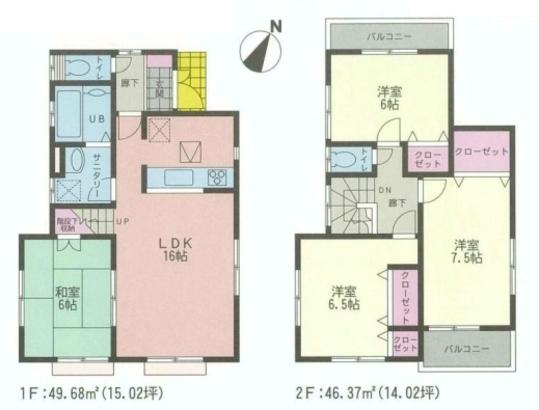 Floor plan. 34,800,000 yen, 4LDK, Land area 101.01 sq m , Building area 96.05 sq m