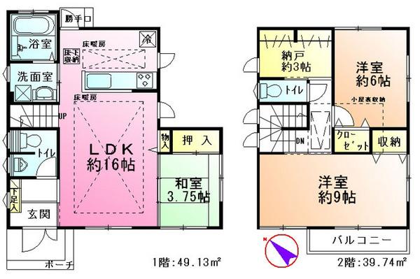 Floor plan. 28.8 million yen, 3LDK + S (storeroom), Land area 100.1 sq m , Building area 88.87 sq m