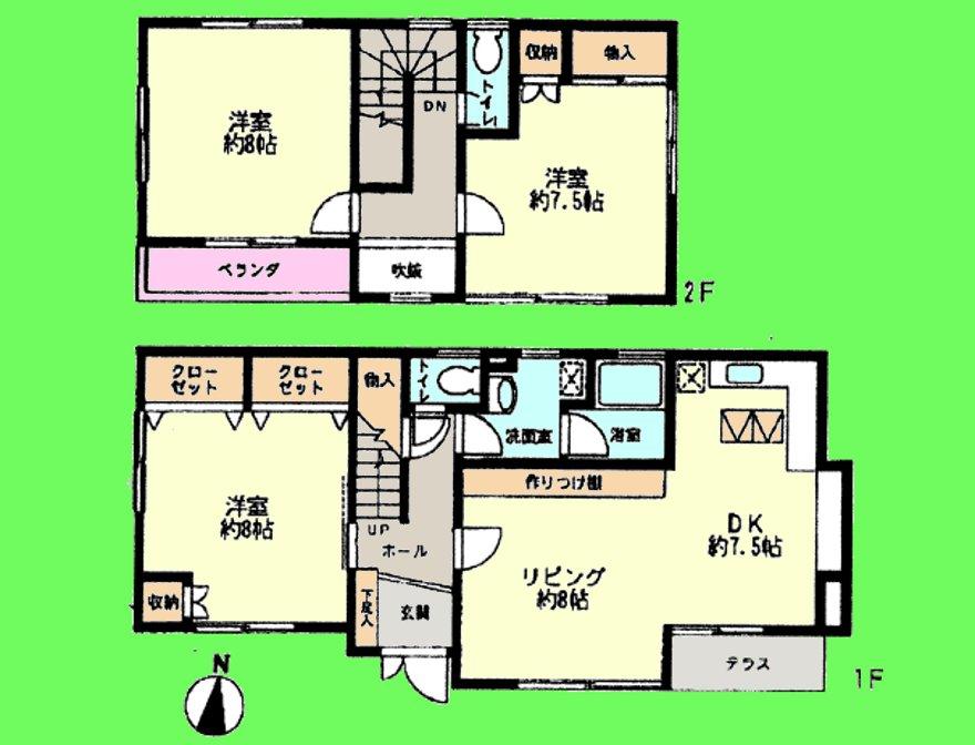 Floor plan. 22,800,000 yen, 3LDK, Land area 116.65 sq m , Building area 94.39 sq m